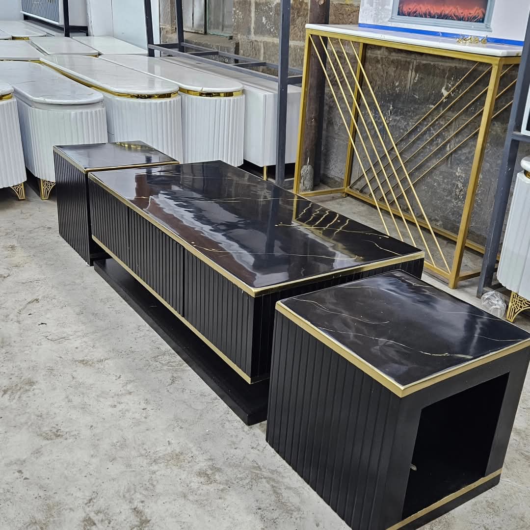 Black Coffee table and side stools